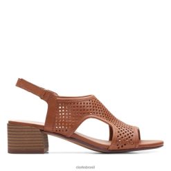 Clarks mulheres Clarks de couro marrom caroleigh star RJZRN3424 couro bronzeado