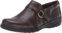 Clarks mulheres Clarks de couro marrom escuro Cheyn Fame Pump feminino RJZRN2792 couro marrom escuro