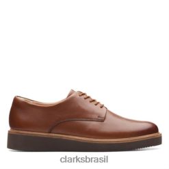 Clarks mulheres Clarks de couro marrom escuro Glickly derby RJZRN3864 couro castanho escuro