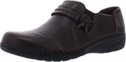 Clarks mulheres Clarks de couro marrom escuro, mocassim feminino cheyn madi slip-on RJZRN59 couro marrom escuro caído