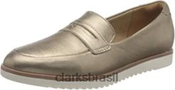 Clarks mulheres Clarks de couro metálico feminino Serena Terri Loafer Flat RJZRN808 couro metálico