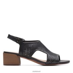 Clarks mulheres Clarks de couro preto caroleigh estrela RJZRN3219 couro preto