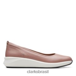 Clarks mulheres Clarks de couro rosa empoeirado un rio vibe RJZRN3947 couro rosa empoeirado