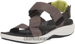 Clarks mulheres Clarks feminino mira sun sandália plana verde oliva escura RJZRN1642