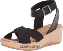 Clarks mulheres Clarks feminino step cali shore sandália preta malha têxtil RJZRN1346 malha têxtil preta