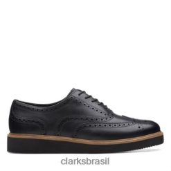 Clarks mulheres Clarks Glickly Brogue Couro Preto RJZRN3866 couro preto