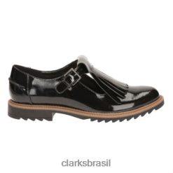 Clarks mulheres clarks griff mia preto patente RJZRN3882 patente preta