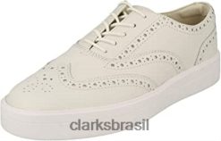 Clarks mulheres Clarks herói feminino brogue branco couro branco couro branco RJZRN570 couro branco