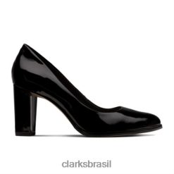 Clarks mulheres clarks kaylcara preto patente RJZRN3906 patente preta