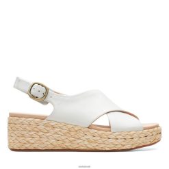 Clarks mulheres Clarks Kimmei Cross Couro Branco RJZRN3426 couro branco