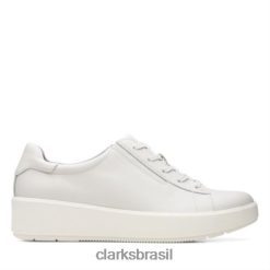 Clarks mulheres clarks layton renda couro branco RJZRN3898 couro branco