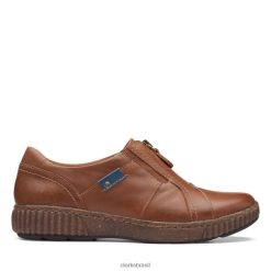 Clarks mulheres clarks magnolia zip couro marrom escuro couro marrom escuro RJZRN6122 couro castanho escuro