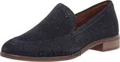 Clarks mulheres Clarks Mocassim Trish Calla Feminino em Camurça Azul RJZRN1073 camurça azul marinho