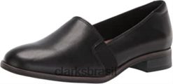Clarks mulheres Clarks Mocassim Trish Diva Feminino Couro Preto RJZRN1322 couro preto