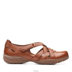 Clarks mulheres Clarks Roseville Couro Step Tan RJZRN3362 couro bronzeado