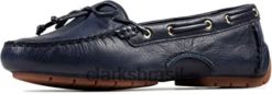 Clarks mulheres Clarks sapatos de barco femininos de couro marinho c mocc RJZRN713 couro marinho