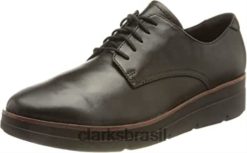 Clarks mulheres Clarks Shayllace Oxford feminino de couro preto RJZRN1185 couro preto