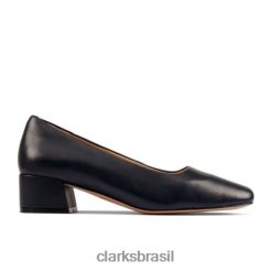 Clarks mulheres Clarks Sheer35 Court2 Couro Marinho RJZRN3938 couro marinho