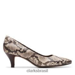 Clarks mulheres clarks taupe cobra têxtil linvale jerica RJZRN4033 tecido de cobra cinza
