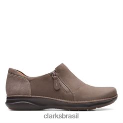 Clarks mulheres clarks taupe nubuck appley zip RJZRN3897 nobuck cinza