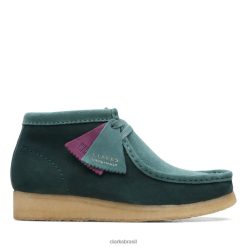 Clarks mulheres Clarks Wallabee Bota Teal Combi Teal Combi RJZRN6050 combinação verde-azulada