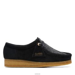 Clarks mulheres clarks wallabee preto de ráfia RJZRN3412 ráfia preta