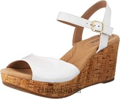 Clarks mulheres Clarks White Patente Sintética Feminina Anadel Mystic Sandália De Salto RJZRN2049 branco patente sintético