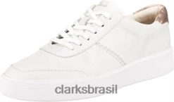 Clarks mulheres Clarks White White Combi White Combi Feminino Hero Walk Derbys RJZRN225 branco combinado branco combinado branco