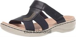 Clarks mulheres combinação têxtil de couro marinho clarks sandália feminina leisa emily RJZRN2048 combinação têxtil de couro marinho