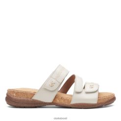 Clarks mulheres couro branco roseville bay RJZRN6548 couro branco