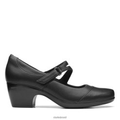 Clarks mulheres emily trevo de couro preto clarks de couro preto RJZRN6260 couro preto