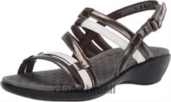 Clarks mulheres estanho metálico branco sintético feminino sonar pioneirosonar pioneiro sandália clarks RJZRN1724 estanho metálico branco sintético