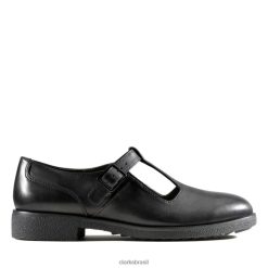 Clarks mulheres Griff Town Couro Preto Clarks Couro Preto RJZRN5061 couro preto