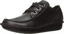 Clarks mulheres jaqueta feminina de couro preta fun ny dream clarks RJZRN1252 couro preto
