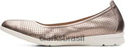 Clarks mulheres Jenette Ease Ballet Flat Clarks Feminino Couro Metálico RJZRN2399