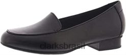 Clarks mulheres Juliet Lora Mocassins femininos Clarks pretos RJZRN135 couro preto couro preto