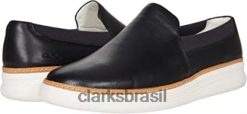 Clarks mulheres Kerris Stride Clarks feminino de couro preto RJZRN2812 couro preto