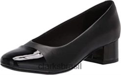 Clarks mulheres marilyn sara bomba feminina couro preto sintético combi clarks RJZRN494 combinação sintética de couro preto