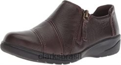 Clarks mulheres mocassim cheyn clay feminino clarks couro marrom RJZRN2877 Couro Marrom