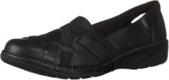 Clarks mulheres mocassim cheyn creek feminino clarks couro preto RJZRN2677 couro preto