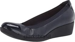 Clarks mulheres mocassim elpalm feminino em couro marinho clarks RJZRN300 couro marinho