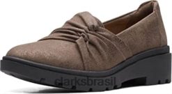 Clarks mulheres Mocassim feminino estilo Calla Flat Bronze Metálico Sintético Clarks RJZRN198 bronze metálico sintético