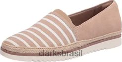 Clarks mulheres mocassim feminino serena paige flat sand têxtil camurça combi clarks RJZRN1478 combinação de camurça têxtil de areia