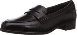 Clarks mulheres mocassins femininos hamble brilhantes pretos clarks RJZRN702 couro preto