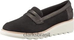 Clarks mulheres mocassins femininos sharon ranch pretos clarks RJZRN1902 preto