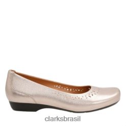 Clarks mulheres ouro metálico clarks branco garryn RJZRN3984 ouro metálico