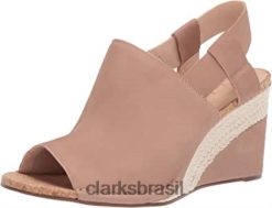 Clarks mulheres Sandália Clarks Brown Spiced Bay Wedge Feminina RJZRN1849 marrom