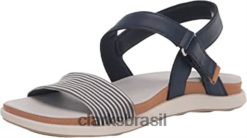 Clarks mulheres sandália clarks feminina azul marinho RJZRN552 têxtil da marinha
