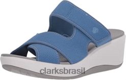 Clarks mulheres sandália clarks feminina azul têxtil step cali bay RJZRN2531 têxtil azul