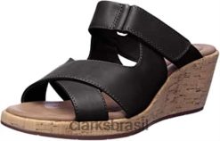 Clarks mulheres sandália clarks feminina de couro preto un plaza RJZRN92 couro preto